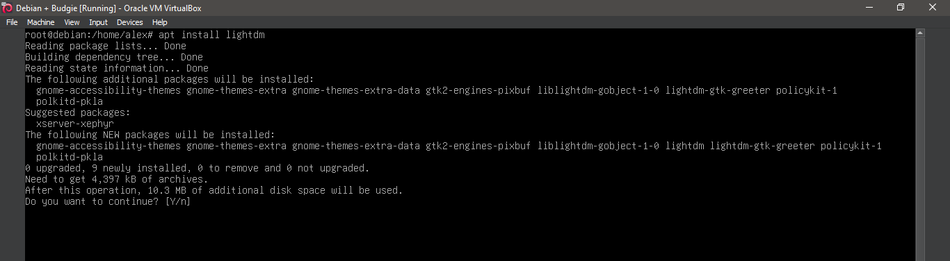 Running 'apt install lightdm'